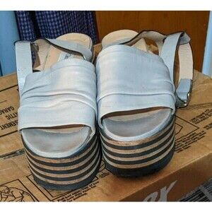 Gaimpaolo Viozzi Ankle Wrap Platform Wedge Sandal Shoes ~ Gray